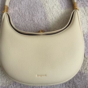 Songmont Cream Crossbody Bag with Gold Accents